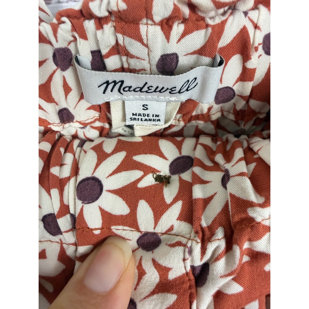 Madewell Falling Daisies Paperbag Button Front Mini Skirt S Rust Floral - Picture 6 of 6